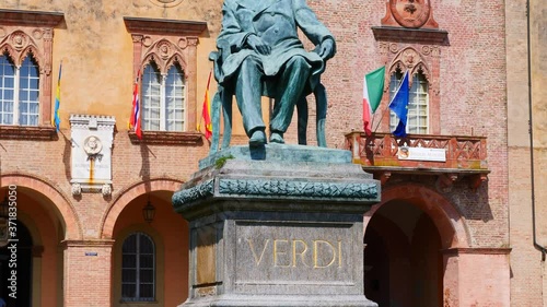 A view of a famous Giuseppe Verdi Square in Busseto, Parma photo