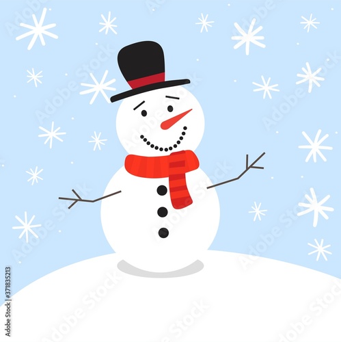 Print Hand drawn vector illustration collection of a cute snowman. Vector Illustration.