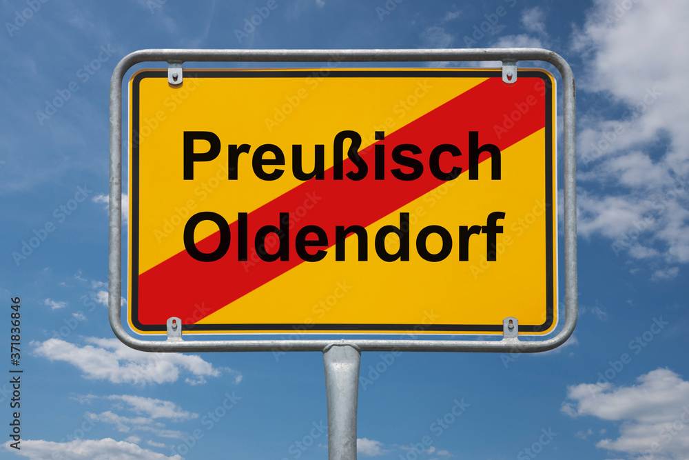 Obraz premium Ortstafel Preußisch Oldendorf
