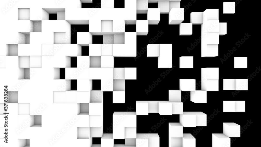 Abstract cubes background transition, 3d Loopable Animation 4k