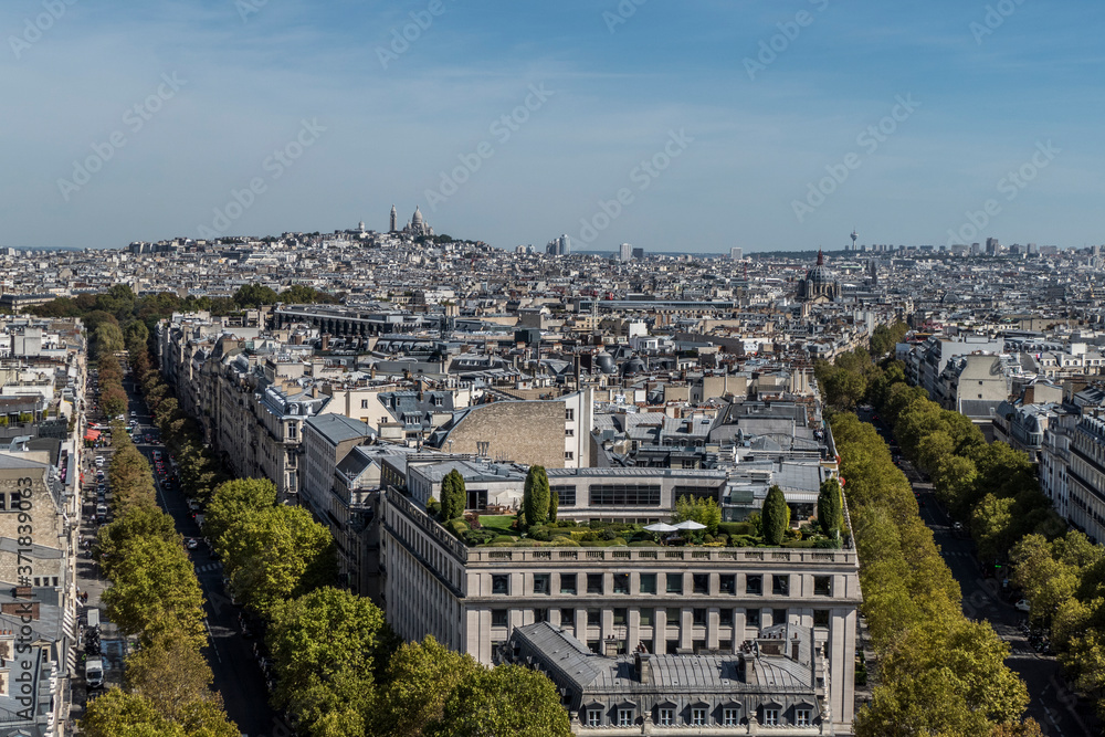 aerial view of Paris with Montmartre