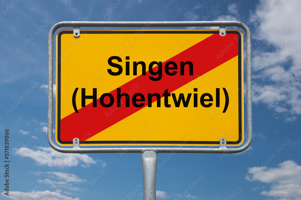 Fototapeta premium Ortstafel Singen (Hohentwiel)
