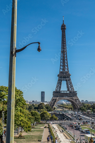 Panoramic view of the Eiffel Tower in Paris