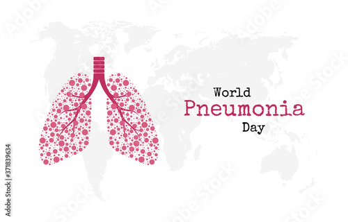 World Pneumonia Day. Card with lungs and world map background
