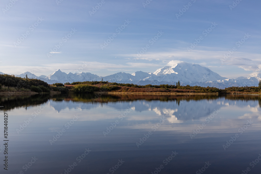 Autumn Reflection Landscape in Denali National Park Alaska