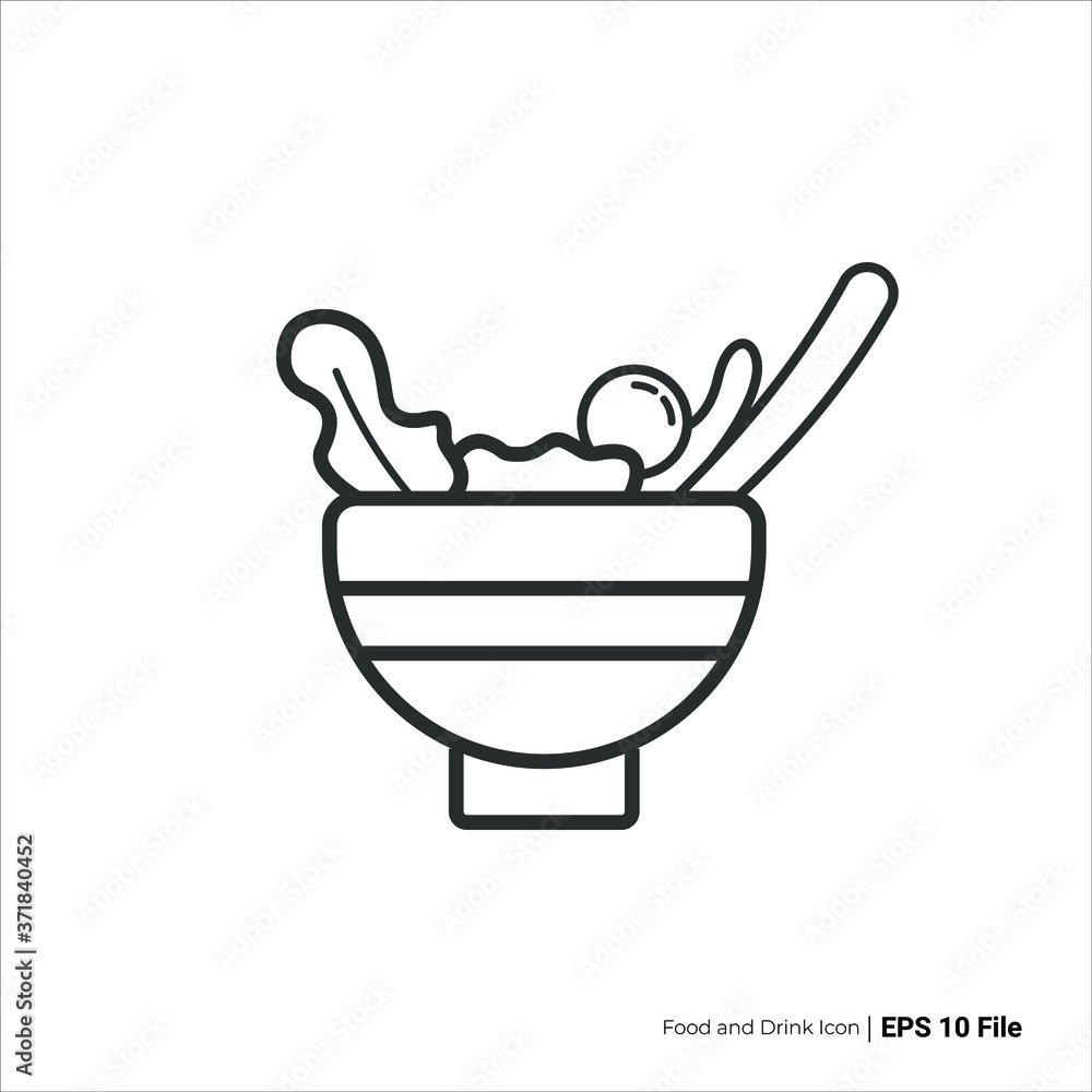 salad icon outline, salad vector design. isolated on white background salad icon outline, salad vector design. isolated on white background