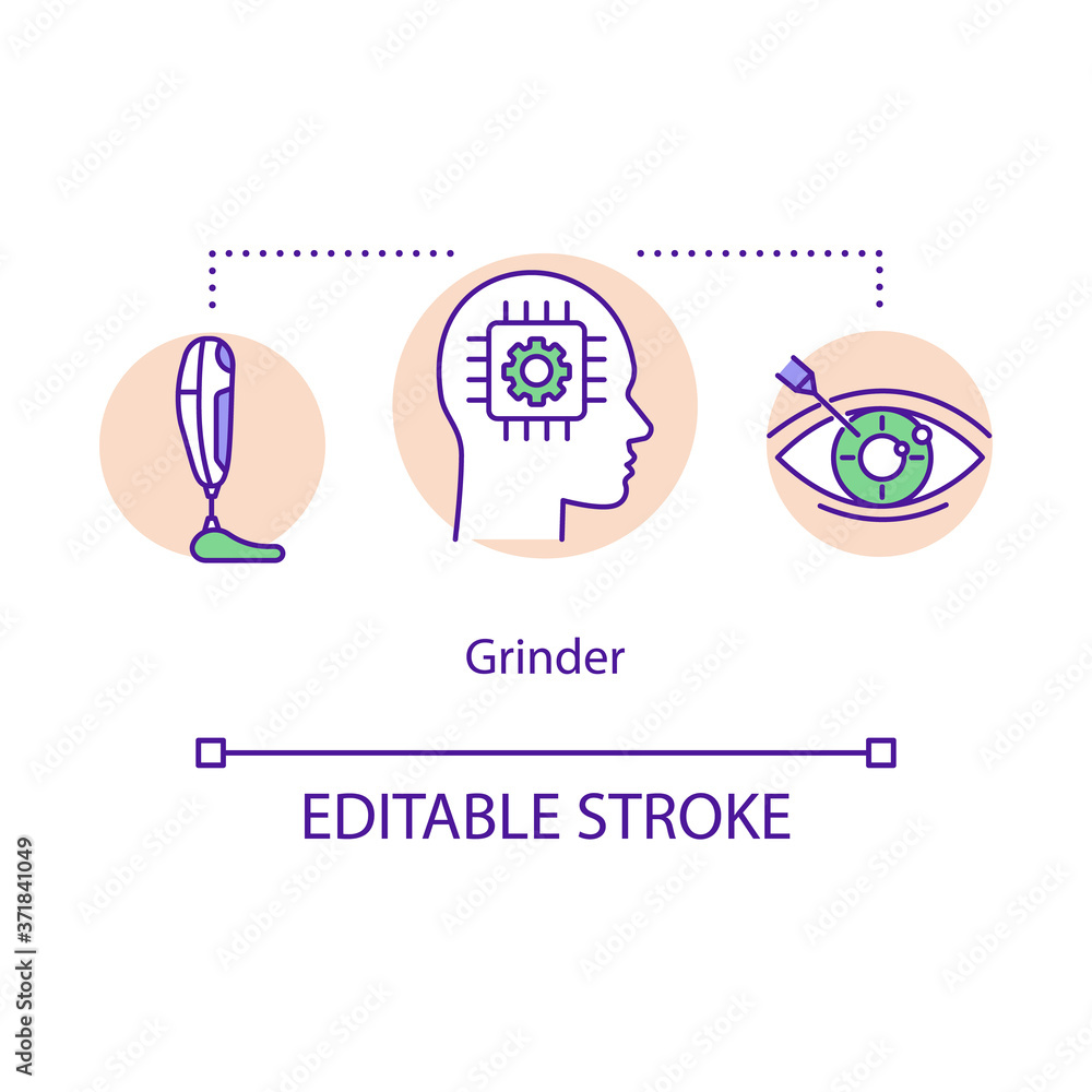 Grinder concept icon. Body hacking and biopunk culture idea thin line