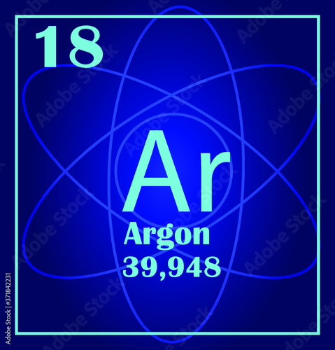 Simple style tile icon. Chemical element of periodic table. Atom on a blue background