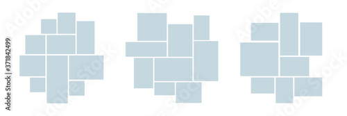 Set of creative vector template collage consisting of frames for a photo of a square and rectangular shape.