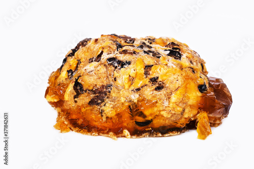 Baked pork piece with mushrooms and prunes