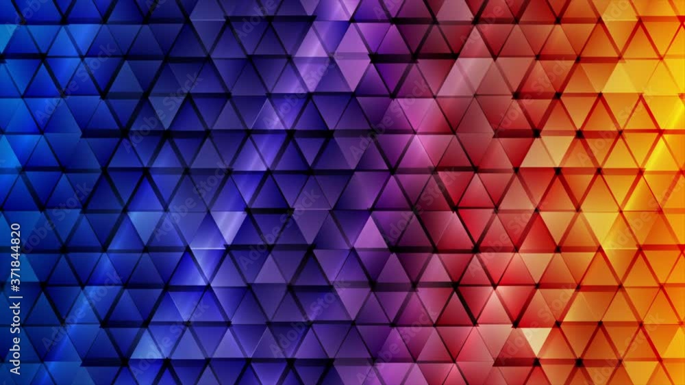 Blue and orange technology glowing motion design with glossy triangles