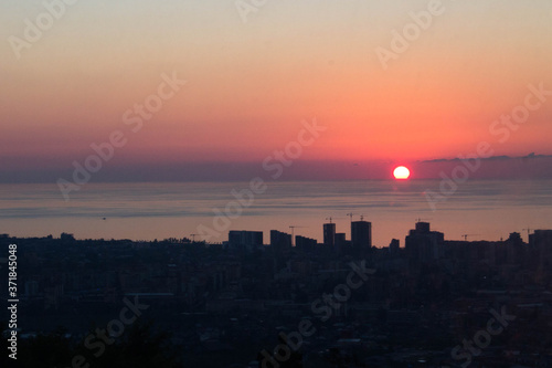 sunset over the city