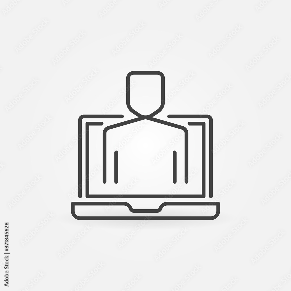 Man in Laptop vector concept icon or sign in outline style Man in Laptop vector concept icon or sign in outline style