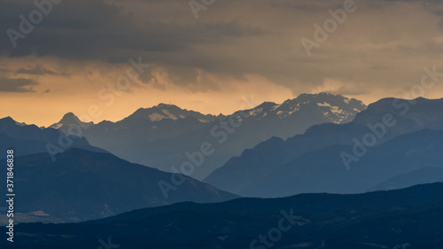 Dramatic sunset over mountains © Bogdan