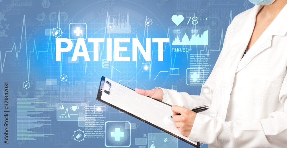 young doctor writing down notes with PATIENT inscription, healthcare concept young doctor writing down notes with PATIENT inscription, healthcare concept