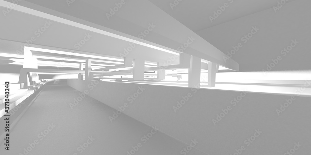 Obraz premium Illuminated corridor interior design. Empty Room Interior Background