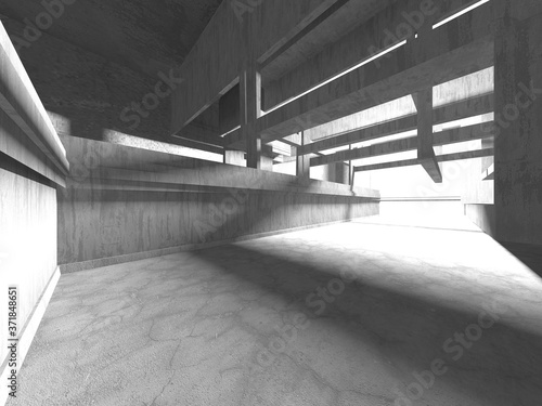 Dark Concrete Wall Architecture. Empty Room