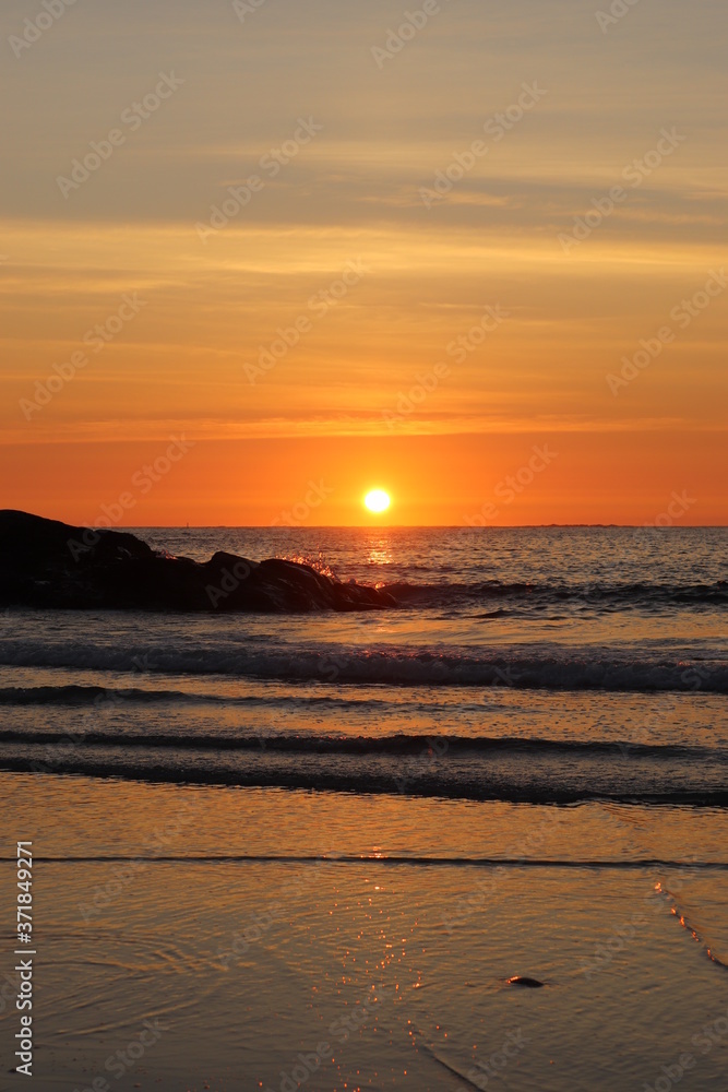 sunset on the beach, outer hebrides, scotland
