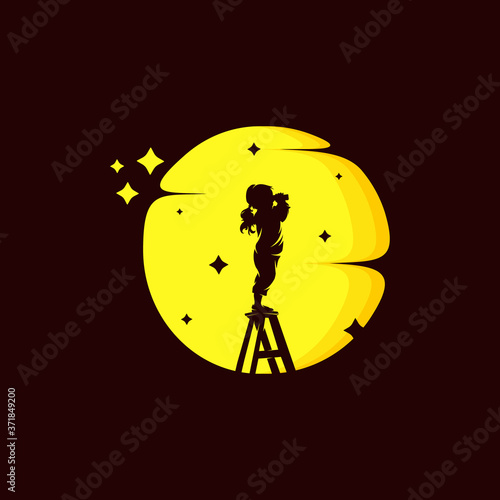 The little girl looked up at the stars