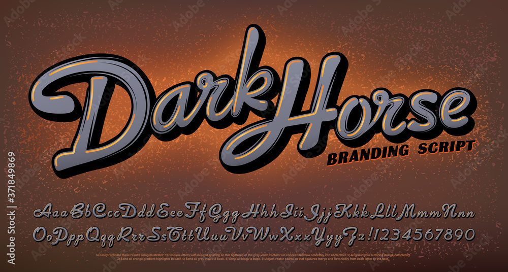 1000px x 536px - Dark Horse Script Alphabet. This Font is an Incised Calligraphy Style of  Letters with Highlights and Shadows. Vintage Quality and Smoky Warm Tones  Make for an Understated and Elegant Vibe. Stock Vector |
