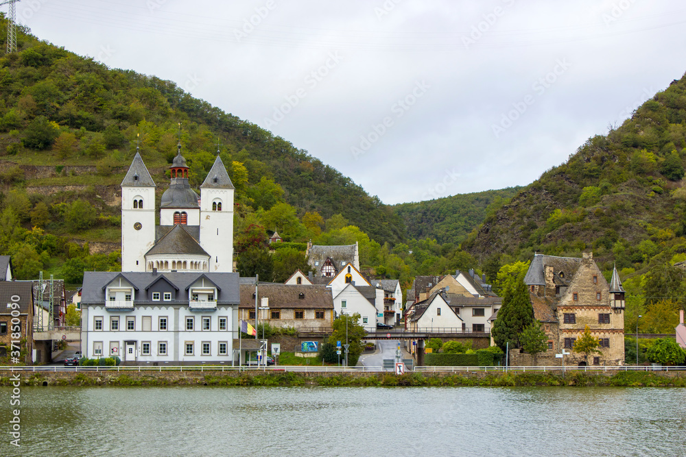 View of Treis-Karden town with the Moselle river in Germany