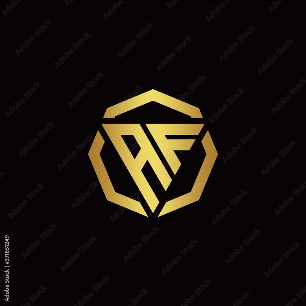 A F initial logo modern triangle and polygon design template with gold color A F initial logo modern triangle and polygon design template with gold color