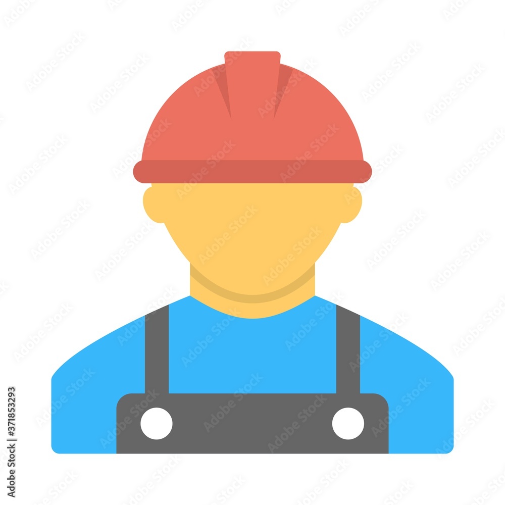 Construction worker with hard hat helmet - flat vector illustration. Construction worker with hard hat helmet - flat vector illustration.
