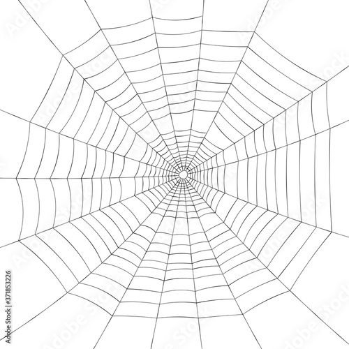 Full screen black spiderweb on white background.