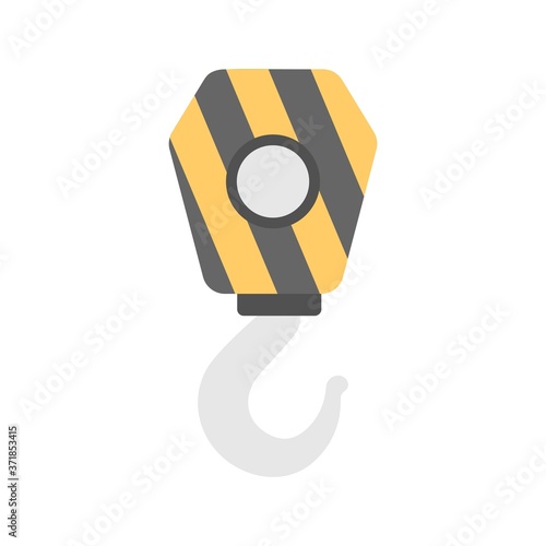 Construction crane hook icon in flat design style - vector illustration.