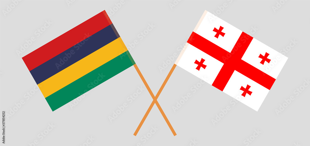 Crossed flags of Mauritius and Georgia