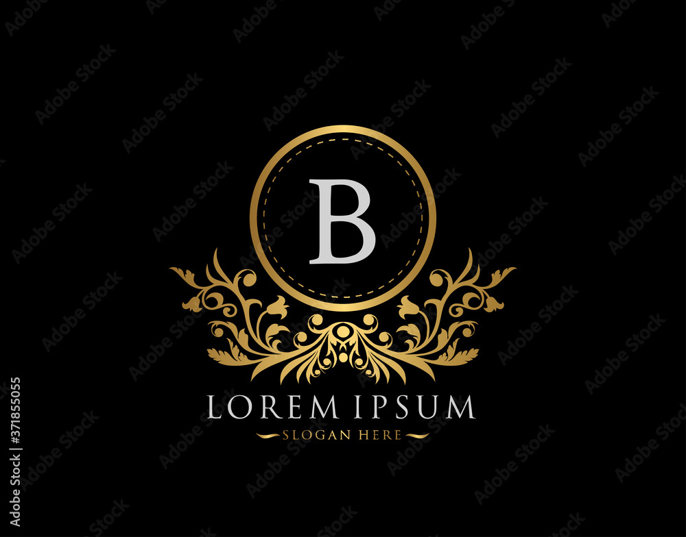Luxury Boutique Logo. Letter B with gold calligraphic emblem and classic floral ornament. Classy Frame design Vector illustration. Luxury Boutique Logo. Letter B with gold calligraphic emblem and classic floral ornament. Classy Frame design Vector illustration.