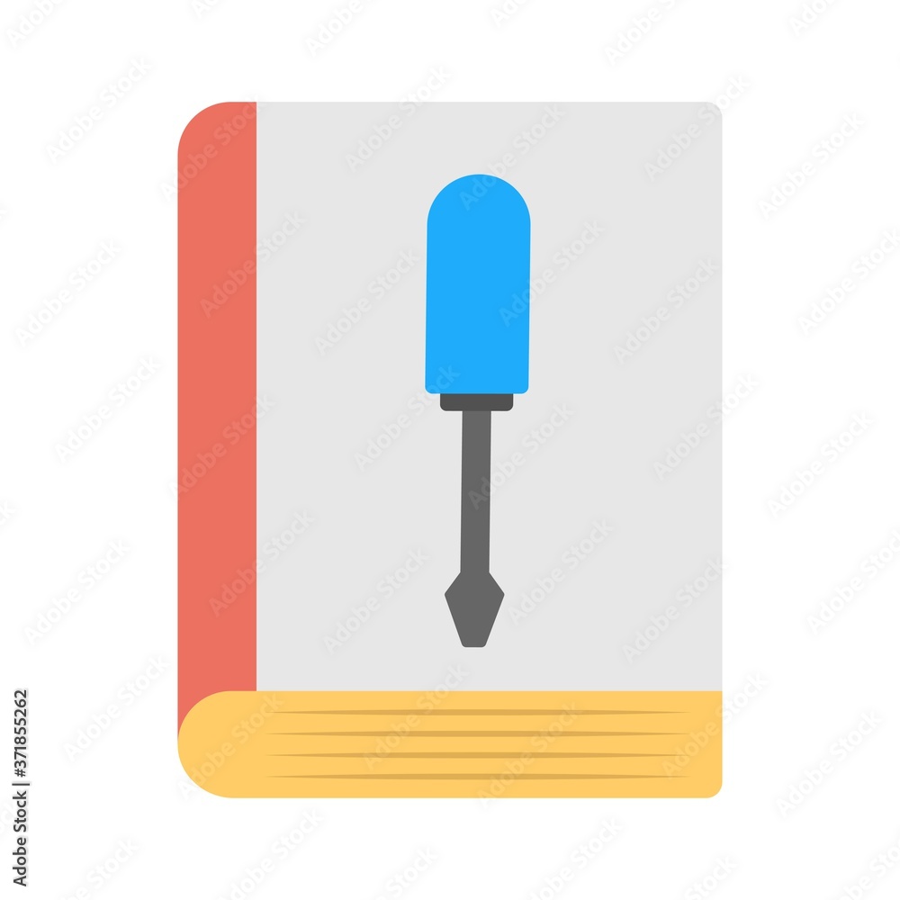 Fototapeta premium Repair manual book icon - vector illustration. Instructions for maintenance and repair.