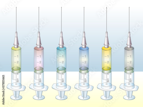 Medical syringe for injections, vector illustration