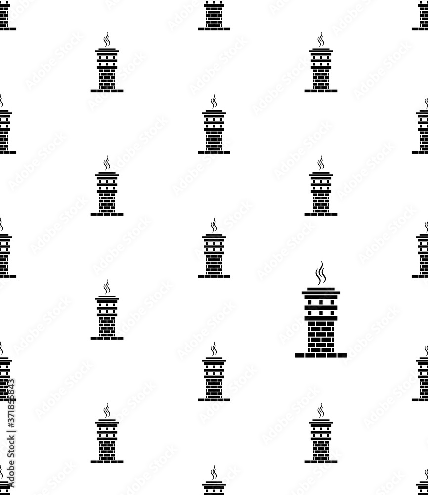 Obraz premium Brick Chimney Icon Seamless Pattern, Smoke Vent