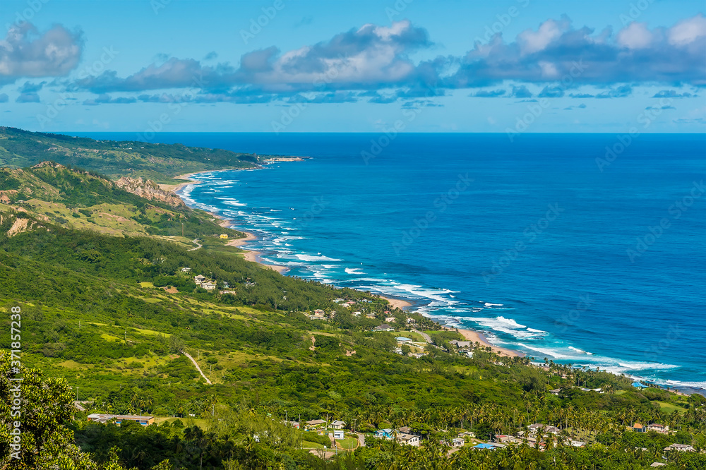 A view from Hackleton Cliffs towards Bathsheba beach in Barbados