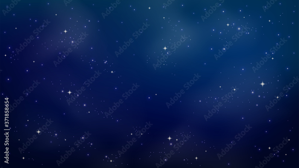 Blue space background with stars. Vector illustration - obrazy, fototapety, plakaty 