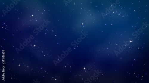 Blue space background with stars. Vector illustration