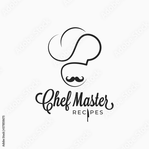 Chef master logo on retro white background