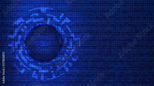 Futuristic digital technology template with copy spaces. Digital circle on an abstract blue background. Design element. Layout for a banner or website. EPS10 vector.