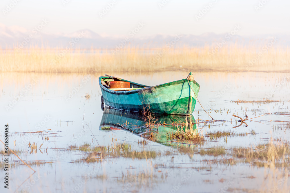 A traditional fishing boat in the Lake Beysehir, Konya, Turkey. A traditional fishing boat in the Lake Beysehir, Konya, Turkey.
