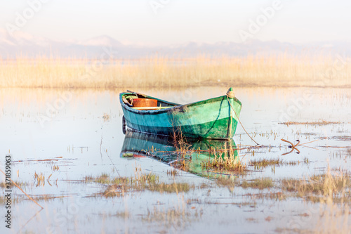A traditional fishing boat in the Lake Beysehir  Konya  Turkey.
