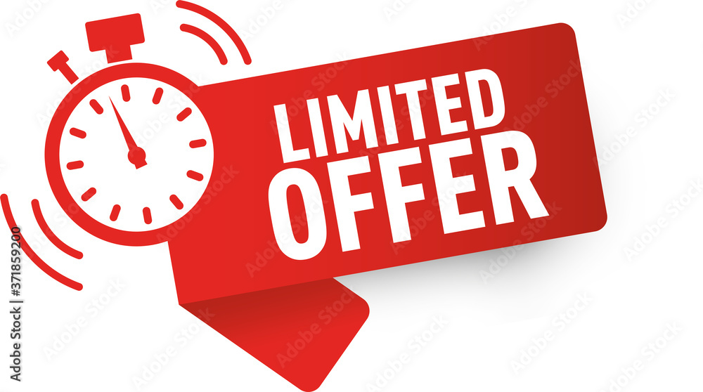 Vector Illustration Limited Offer Label With Clock Alarm Countdwon Symbol Promotion Icon Offers Red Vector Illustration Limited Offer Label With Clock Alarm Countdwon Symbol Promotion Icon Offers Red