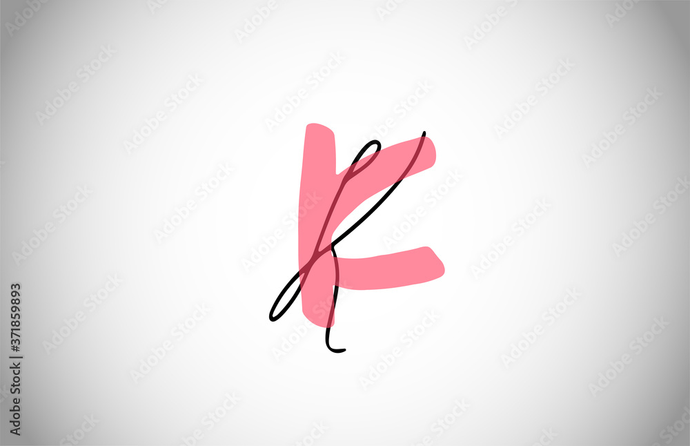 K KK alphabet logo icon. Two types of letter design for business and company corporate identity in pink and black color