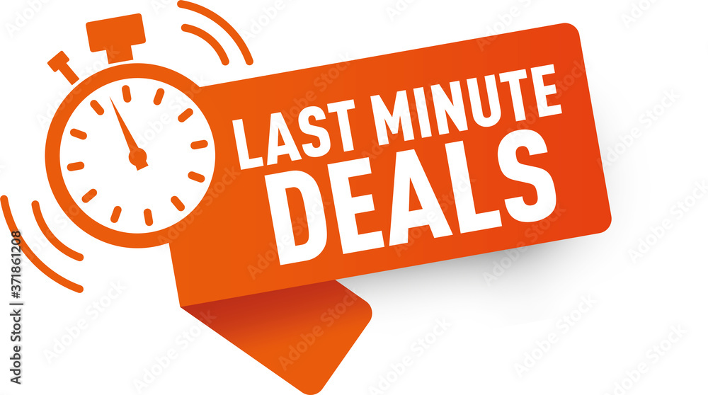 Vector Illustration Last minute Deals Label With Clock Alarm Countdwon Symbol Promotion Icon Offers Orange Vector Illustration Last minute Deals Label With Clock Alarm Countdwon Symbol Promotion Icon Offers Orange
