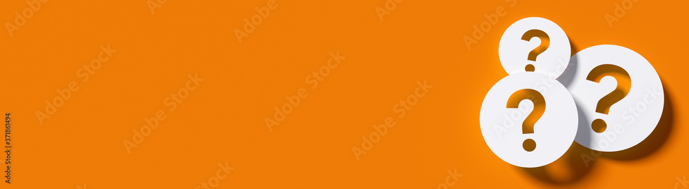 Question mark in front of a red color wall background. Business support concept - 3D Rendering. Question mark in front of a red color wall background. Business support concept - 3D Rendering.