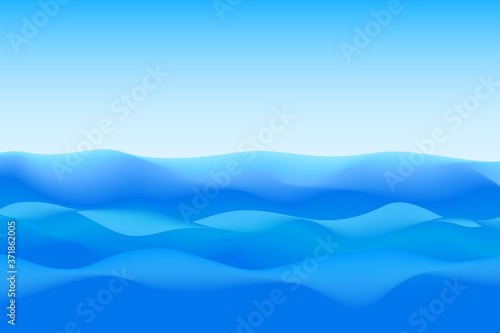 Abstract soft wave of blue ocean and sky.