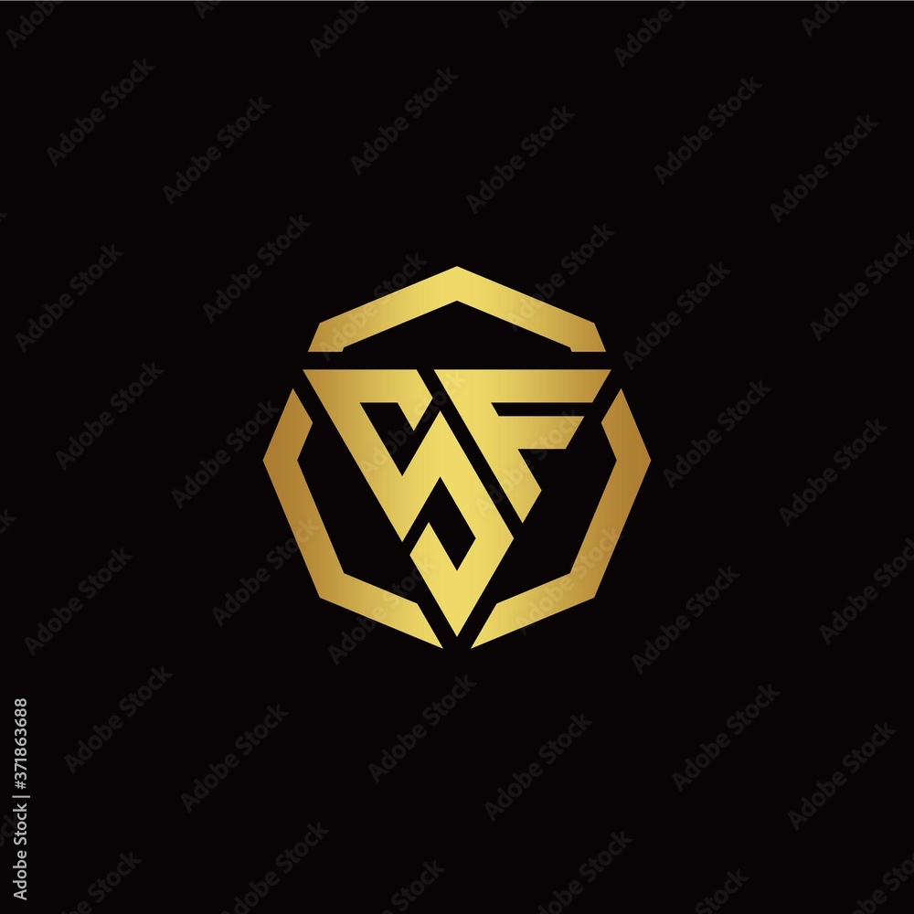 S F initial logo modern triangle and polygon design template with gold color S F initial logo modern triangle and polygon design template with gold color