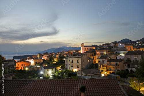 Panoramic view of San Nicola Arcella  an old town in the mountains of the Calabria region  Italy.
