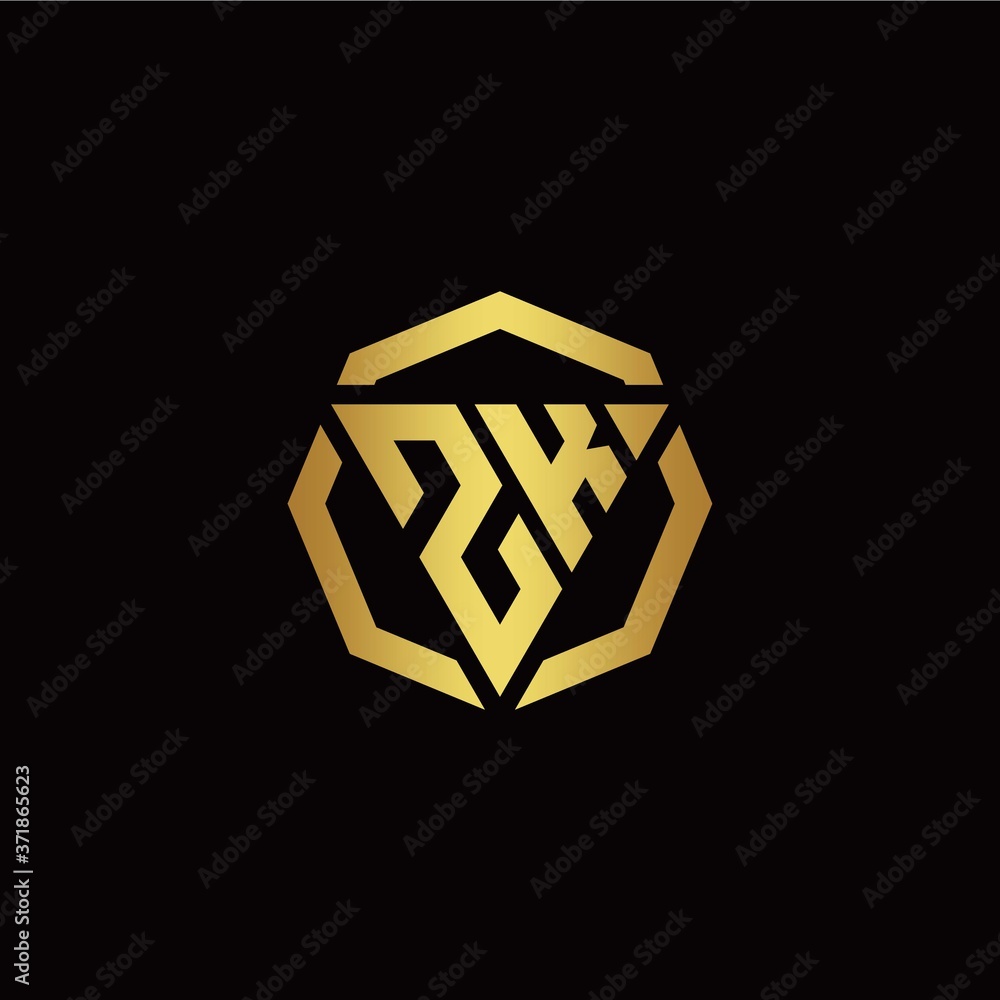 Z K initial logo modern triangle and polygon design template with gold color Z K initial logo modern triangle and polygon design template with gold color
