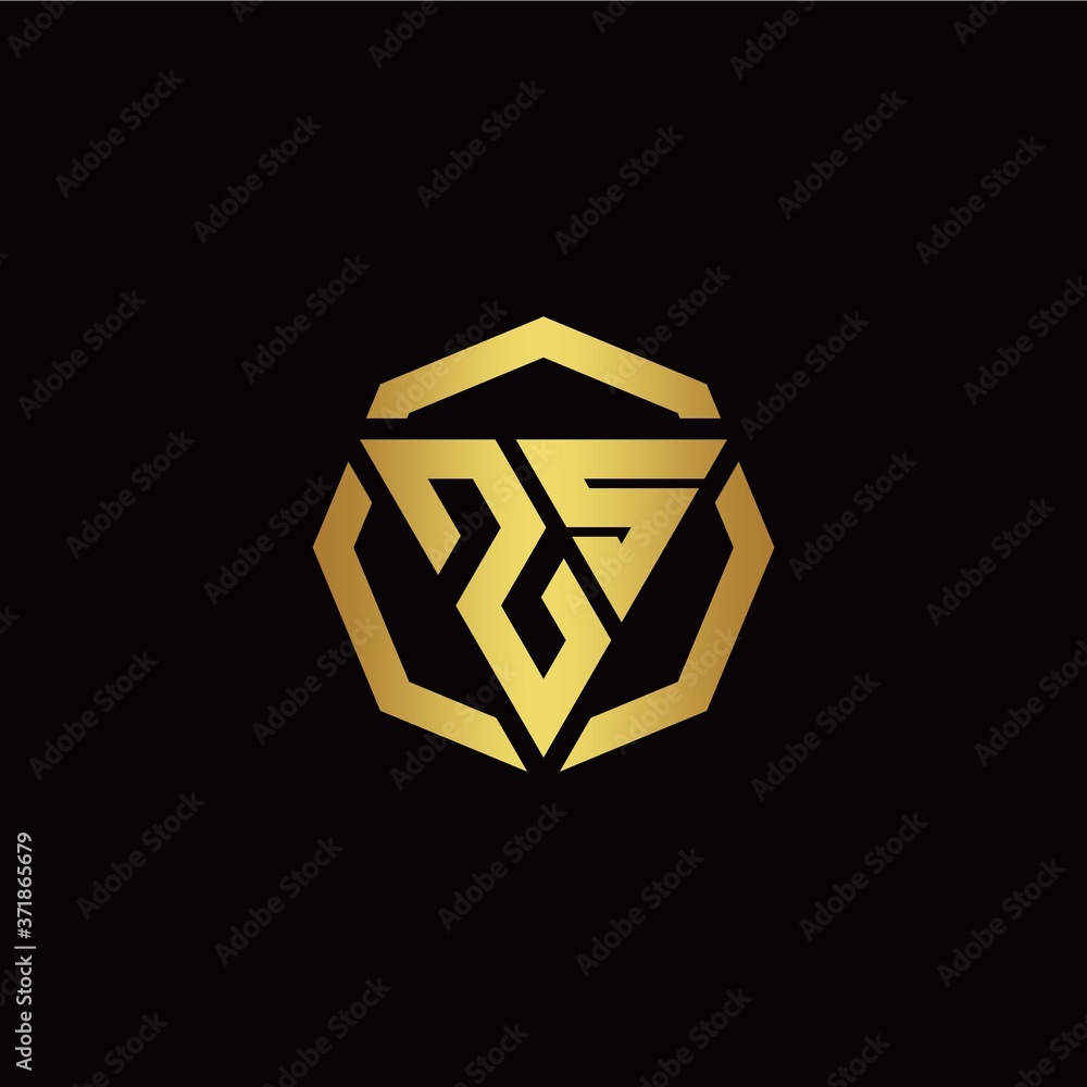 Z S initial logo modern triangle and polygon design template with gold color Z S initial logo modern triangle and polygon design template with gold color